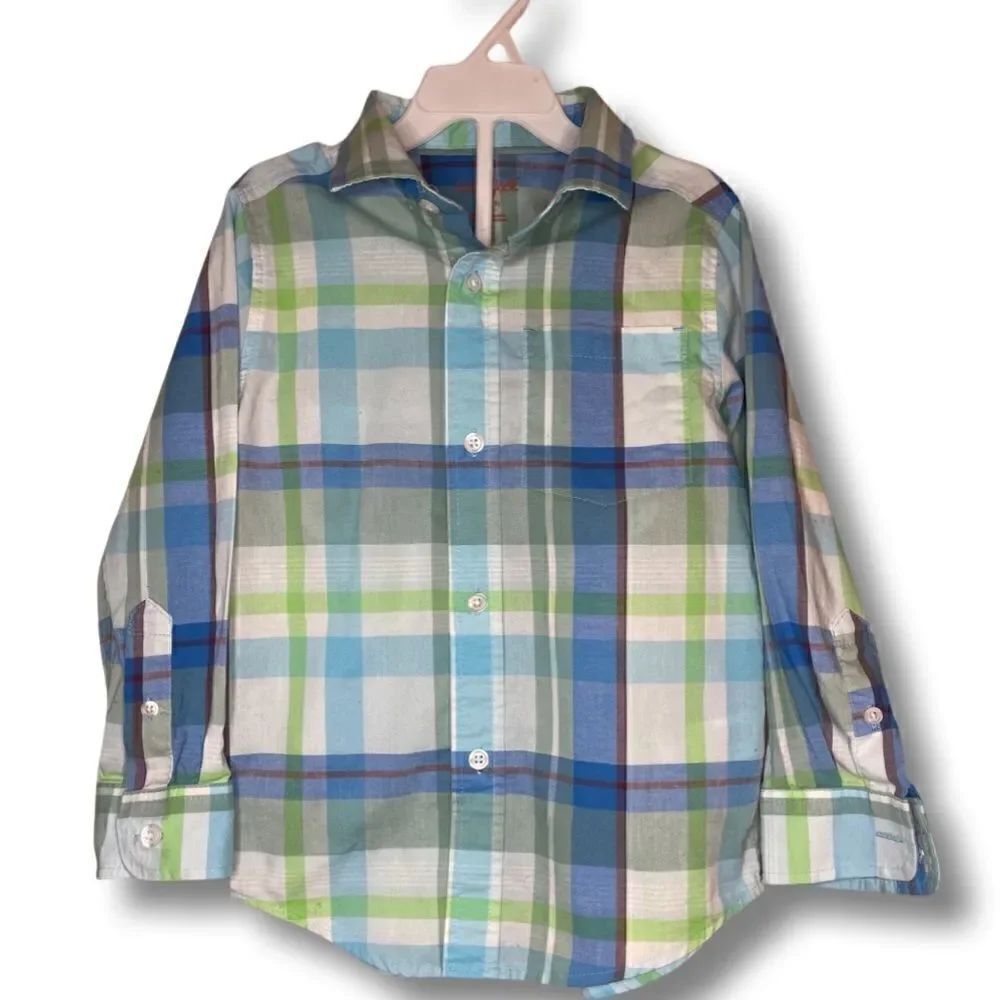 Cat & Jack Boys Plaid Button Down Shirt Size XS 4/5